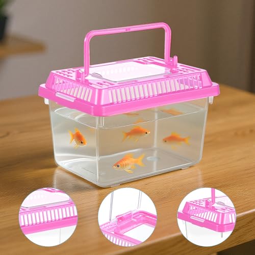 12Pcs Plastic Reptile Terrariums Carrier Cage Snake Breeding Box Hatching Container Clear Fish Tank with Ventilated Lid for Spider, Tarantula, Hermit Crab, Lizard, Turtle (5.1" x 3.5" x 3.5")
