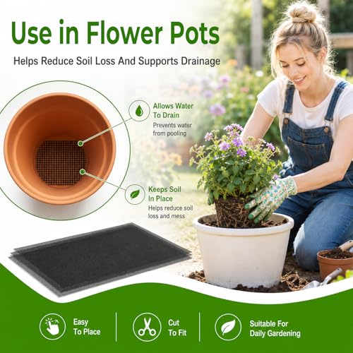 30pcs mesh Sheet, Fine Terrarium Mesh | Plastic Drainage Mesh for Plants Bonsai Terrarium Keep Soil From Flowing Away, 11.8 X 7.8 In (Black)