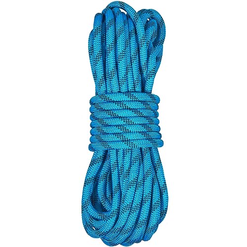 VEVOR Static Climbing Rope, 32 ft Outdoor Rock Climbing Rope with 26KN Breaking Tension, 0.4'' /10 mm High Strength Safety Rope, Escape Rope with 2pcs Carabiner and Storage Bag - size: 32 ft
