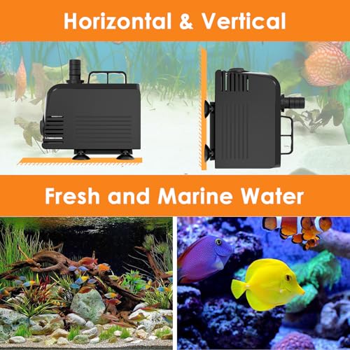 AquaMiracle Submersible Water Pump Aquarium Water Pump with Flow Control, Pond Pump Fountain Pump for Pond, Fountain, Waterfall, Statuary, Water feature, Hydroponics (550GPH, 35W) - size: 550GPH, 35W