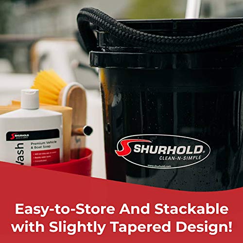 Shurhold World's Best Rope Handle Bucket - 5 Gallon - Black - color: Black, size: 5 Gallon
