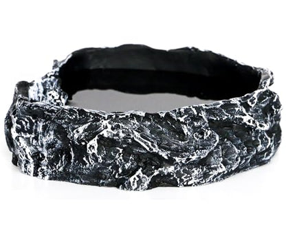MODERNJOE'S Reptile Rock Food/Water Bowl, Water/Food Dish for Amphibians(5.4 x 5.1 x 1.4 inches) - color: Black-White