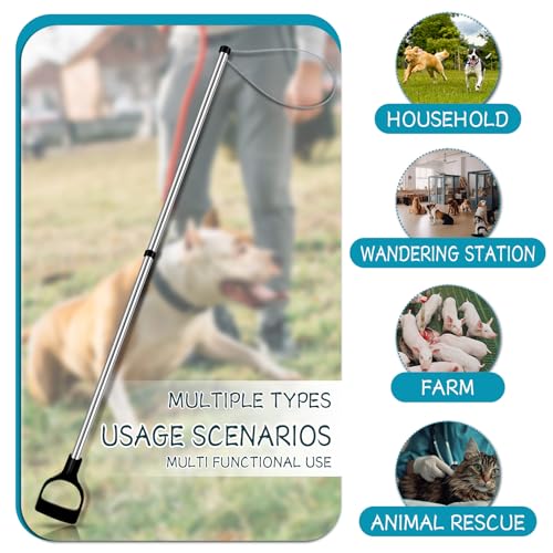 60"-99" Extra Long Animal Catch Pole,Wildlife Control Tool,Noose Holder Net Kit for Dogs Feral Cat Raccoons Hog Pig Fox Coyote Bulldog Wolf Goat Lizards Boar Bichon Calf Piglet Gator
