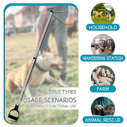 60"-99" Extra Long Animal Catch Pole,Wildlife Control Tool,Noose Holder Net Kit for Dogs Feral Cat Raccoons Hog Pig Fox Coyote Bulldog Wolf Goat Lizards Boar Bichon Calf Piglet Gator