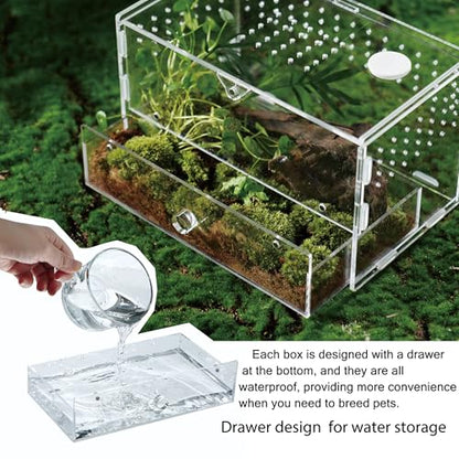 Acrylic Clear Reptile Habitat Enclosure Terrarium with Latch ，Perfect for Amphibians and Invertebrates Such as Spiders, Frogs, etc (Vertical)