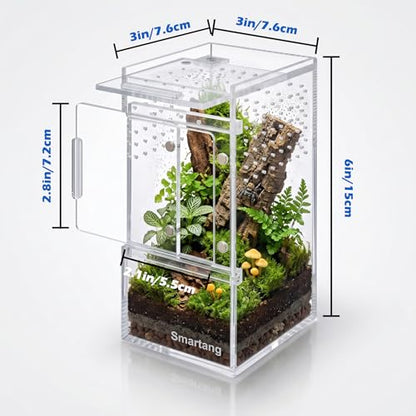 【Pre-Assembled】 Jumping Spider Enclosure(3"×3"×6") Front Above Opening Praying Mantis Habitat, Jumping Spider Habitat, Arboreal Tarantula Enclosure, Insect Terrarium,Acrylic Terrarium - size: 3.0"L x 3.0"W x 6.0"H