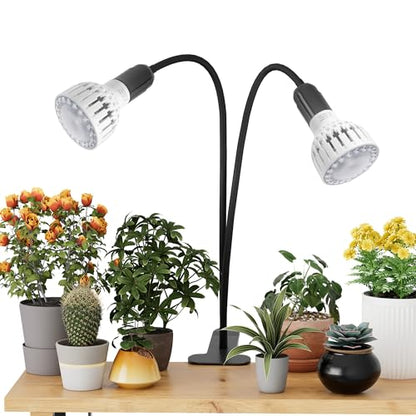 Grow Light,24W (160Watts Equiv) 5000K White Full Spectrum LED Growing Lamp Clip on Desk for Indoor Plants,Bulbs Replaceable & Non-dimmable (Black, 160W) - size: 160W