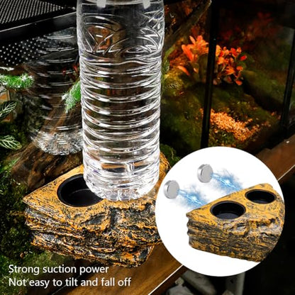 La La Pet®Magnetic Reptile Feeder Ledge with 4Pcs Cups Crested Gecko Feeding Bowls Removable Fruit Mud Basin for Bearded Dragon Snake Lizard Chameleon