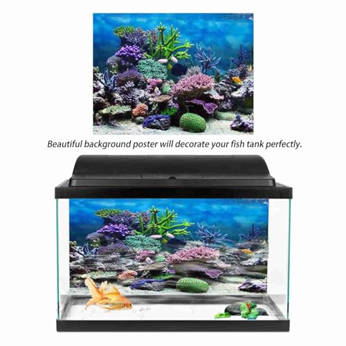 Aquarium Background Poster PVC Coral Reef Decor 29.9x11.8 Inch | Self- marine backdrop, ornament, horizontal fish wallpaper, ocean theme scenery attachment, - size: 76*30cm