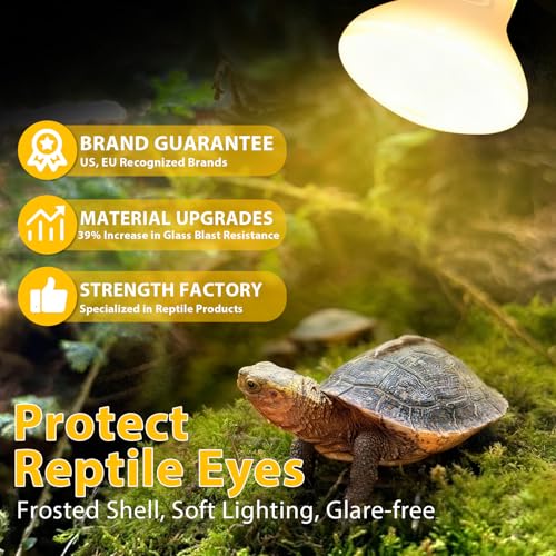 50W Reptile Heat Lamp Bulbs, 2Pack Heat Lamp Bulbs for Reptiles Basking Bulbs UVA Daylight Basking Light Amphibians Heating Lamp Emitter for Lizard, Turtle, Bearded Dragon, Snake, Gecko, Chicken