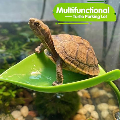 3pcs Turtle Basking Platform Tree Frog Gecko Turtle Tank Accessories Leaf Shape Crested Gecko Hide Frog Tank Accessories with Suction Cups Turtles Tanks Decor