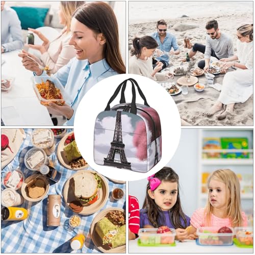 Insulated Lunch Bag Eiffel Tower Lunch Box for Women Men Reusable Leakproof Lunch Cooler Bag for Office Picnic - color: Eiffel Tower