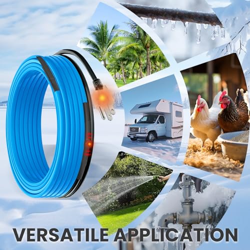 MAXKOSKO 24ft Self Regulating Heat Tape for Water Pipes Heating Cable | Heat Trace Cable with Thermostat Keeps Water Flowing at -40°F, Freeze Protection for Metal & Plastic Pipes,120V 5W/ft - color: 24-feet