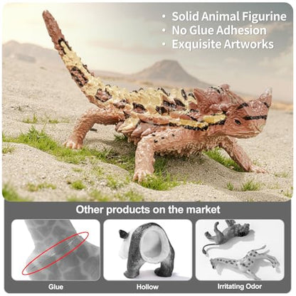 6PCS Large Lizard Figurines Rainforest Animal Toys, Realistic Plastic Reptile Animal Figurines, Includes Bearded Dragon,Fire Salamander,Chameleons,Coast Horned Lizard Toys, STEM Toy for Kids - style: 6PCS Lizards-2