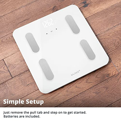 Greater Goods Balance Body Composition Glass and Plastic Personal Scale (White) - style: BMI, White