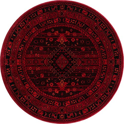 Unique Loom Tekke Collection Area Rug - Sheibani (3' 3" Round, Red/ Black) - size: 3'1" (Round)