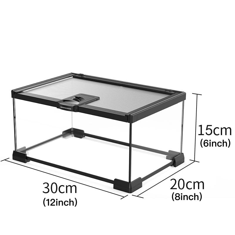 AWXZOM Mini Reptile Glass Terrarium Tank, cage for Tarantula Sling Geckos, Frog, Lizards, Chameleons,Turtles Snake Snail Insect Hermit Crab Isopods Reptiles Enclosure (12x8x6inch) - size: 12x8x6inch