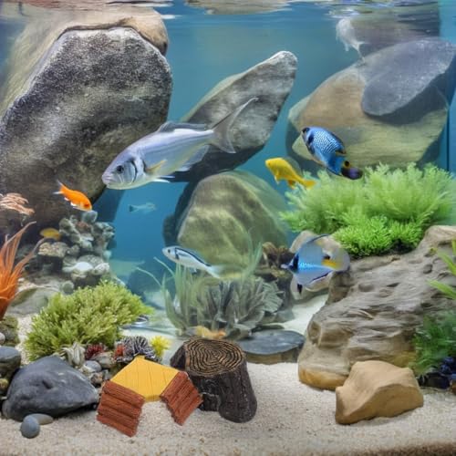Happyyami 2pcs Floating Turtle Basking Platform with Climbing Ramp for Aquatic Habitats and Aquariums, Synthetic Resin Reptile Tank Accessories Encouraging Basking and Resting Random Color