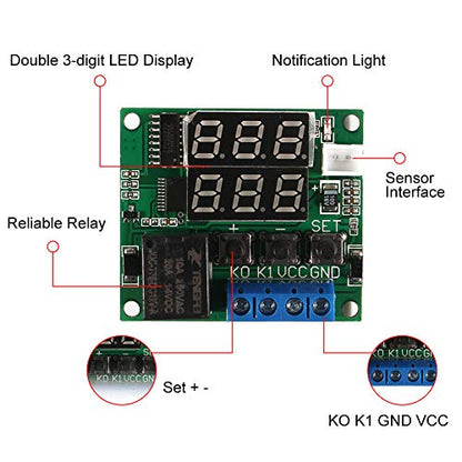 2PCS XH-W1219 Temperature Controller Module Double Display Digital Thermostat Module with Waterproof NTC Probe, -50~110℃ Electronic Temperature Temp Control Module Switch - color: W1219, size: 2PCS