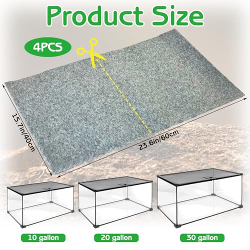 Tfwadmx Reptile Carpet, 4 Pack of Bearded Dragon Mat Terrarium Bedding Substrate Liner Reptile Mat for Snake Turtle Lizard Geckos Hermit Crabs (24'' X 16'')