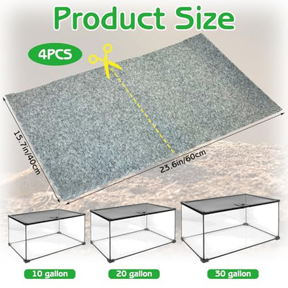 Tfwadmx Reptile Carpet, 4 Pack of Bearded Dragon Mat Terrarium Bedding Substrate Liner Reptile Mat for Snake Turtle Lizard Geckos Hermit Crabs (24'' X 16'')