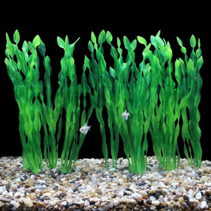 AQUANEAT Fish Tank Artificial Plants, Aquarium Plastic Seaweed Decorations, 11.75Inch Tall Fake Green Accessories, 10 Packs - size: 11.75inch