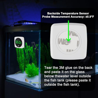 3Pcs Digital Aquarium Thermometer Fish Tank Digital LED Display Temperature ℉ Aquarium Temperature Sensor with LED Touch Screen for Aquarium Glass Containers Plant Reptile Turtle Tank - color: 3pcs square-white