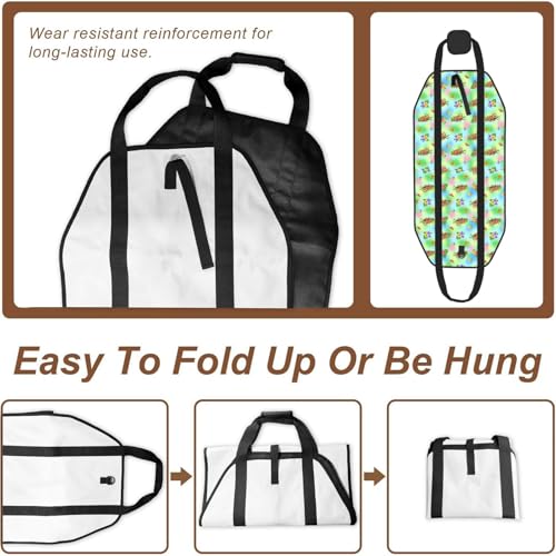 AMRANDOM Firewood Bag Carrier, Sloth Spring Flowers Log Tote Wood Carrying Bag With Handles for Camping Trip Christmas - color: Color1023