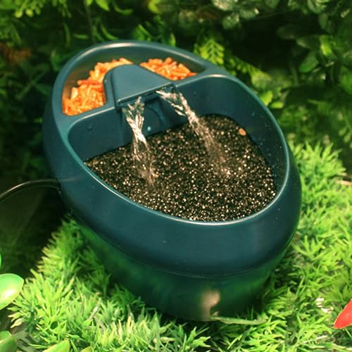 Tnfeeon Reptile Water Fountain Food Bowl Automatic Circulation System Waterfall Spout Lizard Water Dispenser with Food Trough for Bearded Dragon