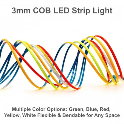 Ultra-Narrow 3mm USB-C COB LED Strip Lights Self-Adhesive, for Kitchen Cabinets, Bedroom, Gaming Desk (Green, 4ft) - color: Green, size: 4ft