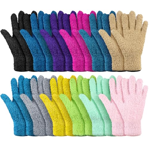 Geyoga 12 Pairs Microfiber Dusting Gloves Household Dusting Cleaning Glove Washable Plant Dusting Mittens - size: Medium