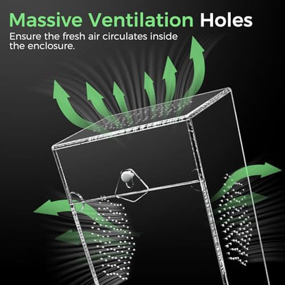 Acrylic Jumping Spider Enclosure, Secure Front Opening Door, 4x4x8 inch, Ventilated Habitat for Tarantulas, Mantis, Hermit Crabs & Small Pets