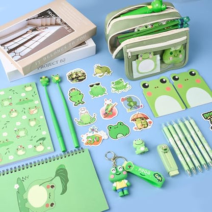 Ulema 52pcs Cute Frog Stationery Set Frog Gifts for Boys Girls Birthday Back to School and Classroom Rewards Office Supplies with Frogs Stuff. - style: Frog