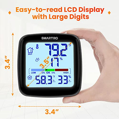 SC92 Professional Digital Wireless Indoor Outdoor Thermometer | Hygrometer Room Humidity Gauge Temperature and Humidity Meter Pro Accuracy Calibration