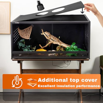 PVC Reptile Enclosure 48"x24"x24" Space Efficient Reptile Terrarium 120 Gallon Large Tank for Bearded Dragon Lizard Snake, Wide Breeding Vivarium Area with Sliding Glass Doors Combination Lock - size: Two 48x24x24''-120 Gallon with Kit