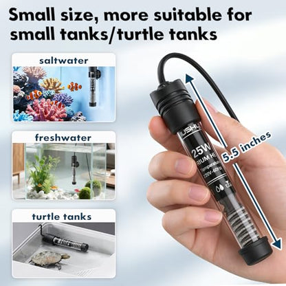 Orlushy Submersible Aquarium Heater, Adjustable Fish Tahk Heater with Free Thermometer Suitable for Marine Saltwater and Freshwater - size: R25