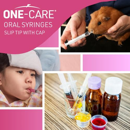 ONE-CARE 10ml Oral Syringe with Cap, Slip Tip Liquid Dispensers, 100/Box | Individually Wrapped, Food-Grade Plastic, Accurate Graduation for Precise Liquid Dosing, Oral Feed - Infants, Adults & Pets - size: 10 ml Black Scale