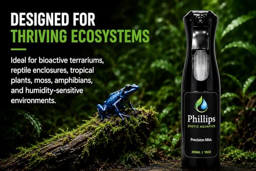 Continuous Mist Spray Bottle for Bioactive Terrariums, Reptile Enclosures & Vivariums – Ultra Fine Mist for Moss & Tropical Plants – 300 mL