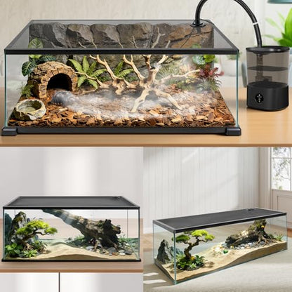 REPTI ZOO Terrarium Screen Cover with Cable Control for Reptile & Aquarium Tank, 36x18 inch Durable Steel Frame & Mesh Top for Reptile & Turtle & Fish Tank - size: 36x18 inch