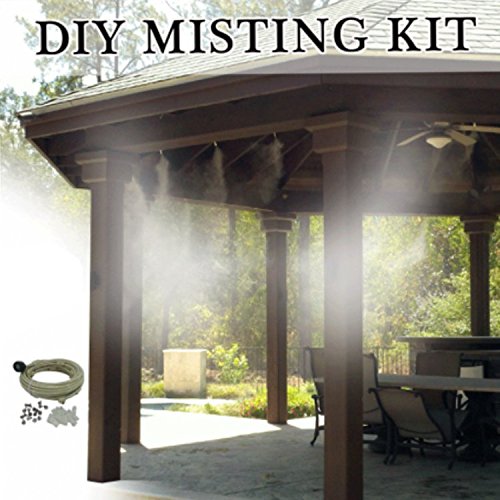Patio Misting Kit Assembly - Make your own Misting System - Easy to build and Install - 5 Minute Installation (84Ft - 24 Nozzles) - size: 84Ft - 24 Nozzles
