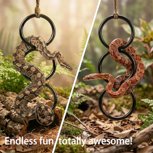 Horsmiyla 3-Ring DIY Snake Climbing Rings for Ball Python Tank Decor | Customizable Vertical Reptile Enrichment Toys, Reptile Cage Accessories Fit Chameleon & All Reptile Habitats