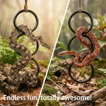 Horsmiyla 3-Ring DIY Snake Climbing Rings for Ball Python Tank Decor | Customizable Vertical Reptile Enrichment Toys, Reptile Cage Accessories Fit Chameleon & All Reptile Habitats
