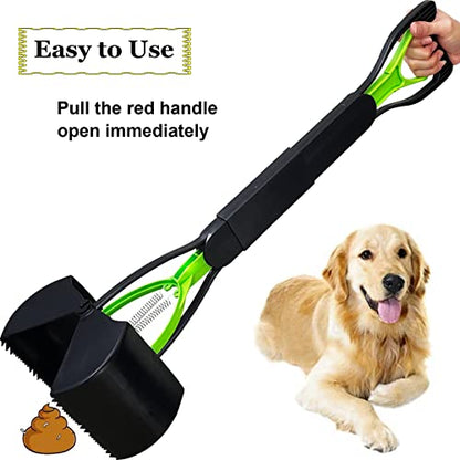 ienjoyed 28" Large Pooper Scooper for Dogs, Heavy Duty Poop Scooper for Large Medium & Small Dog, Pet Dog Pooper Scooper for Grass & Gravel Pick Up - color: Green