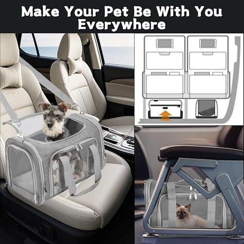 Soft-Sided Cat/Dog/Pet Carrier, Collapsible Pets Travel Carriers | for Big Cats/Small Dogs with Shoulder Strap & Removable Mat, Mesh Puppy Carry Bag, Up to 16 Lbs, TSA Airline Approved(Gray) - color: GRAY, size: 17"L x 11"W x 11"H