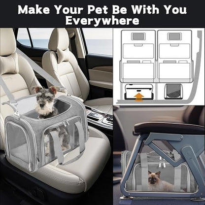 Soft-Sided Cat/Dog/Pet Carrier, Collapsible Pets Travel Carriers | for Big Cats/Small Dogs with Shoulder Strap & Removable Mat, Mesh Puppy Carry Bag, Up to 16 Lbs, TSA Airline Approved(Gray) - color: GRAY, size: 17"L x 11"W x 11"H