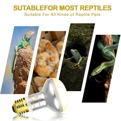 Reptile Heat Lamp 75W,(2 Pack) Heat Emitter UVA Heat Lamp Bulb,Intense Basking Spot Simulated Natural Sunlight Heating Lamp Bulb,Fit E26 Pet Lighting fixtures,for Bearded Dragon, Lizard
