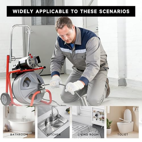10PCS Drain Cleaning Kit, Clog Removal Set with Heavy-Duty Plunger, Auger Snake, Wrench & Tools for 5/16-inch to 3/4-inch Drain Snake Cable – for Sink, Toilet, Shower & Drainpipes