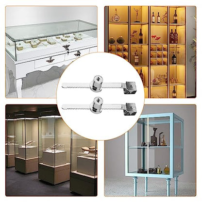 2 Pack Sliding Glass Door Ratchet Lock, Glass Display Case Lock | Rust-Proof,Keyed Alike Showcase Lock,Use on Various Glass Doors, Including Display Cabinets, Showcases, Sliding Glass Door