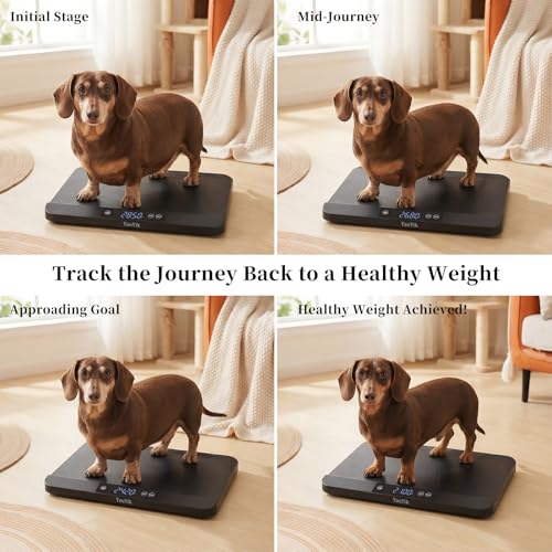 YauYik Digital Pet Scale, Baby Scale with Non-Slip Mat, Up to 40kg, Black | High Precision Puppy Whelping Scale for Kittens, and Crawl Pet, 5 Units, LED Display, Hold Function（Batteries Included） - color: Black