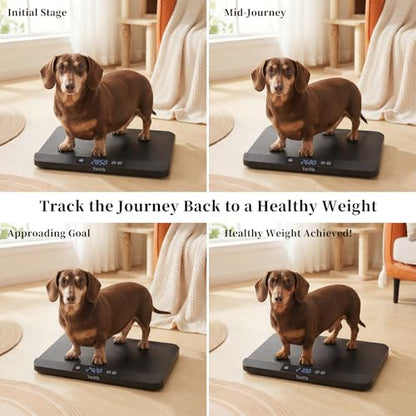 YauYik Digital Pet Scale, Baby Scale with Non-Slip Mat, Up to 40kg, Black | High Precision Puppy Whelping Scale for Kittens, and Crawl Pet, 5 Units, LED Display, Hold Function（Batteries Included） - color: Black